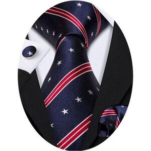 Ties for Men Designer Handkerchief Cufflink WOVEN Casual Necktie Set